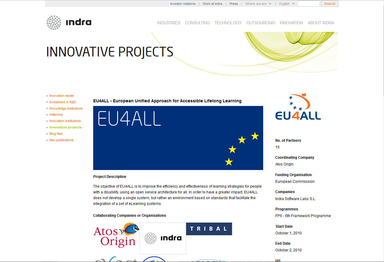 web de Indra.